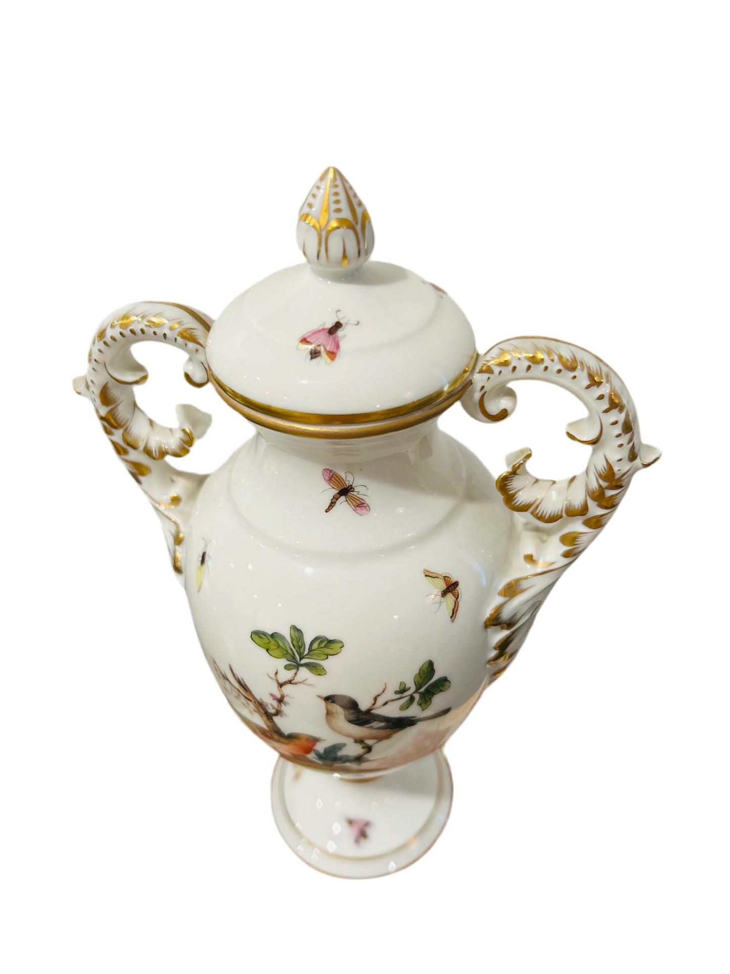 Herend Rothschild Birds Amphora Lidded Vase