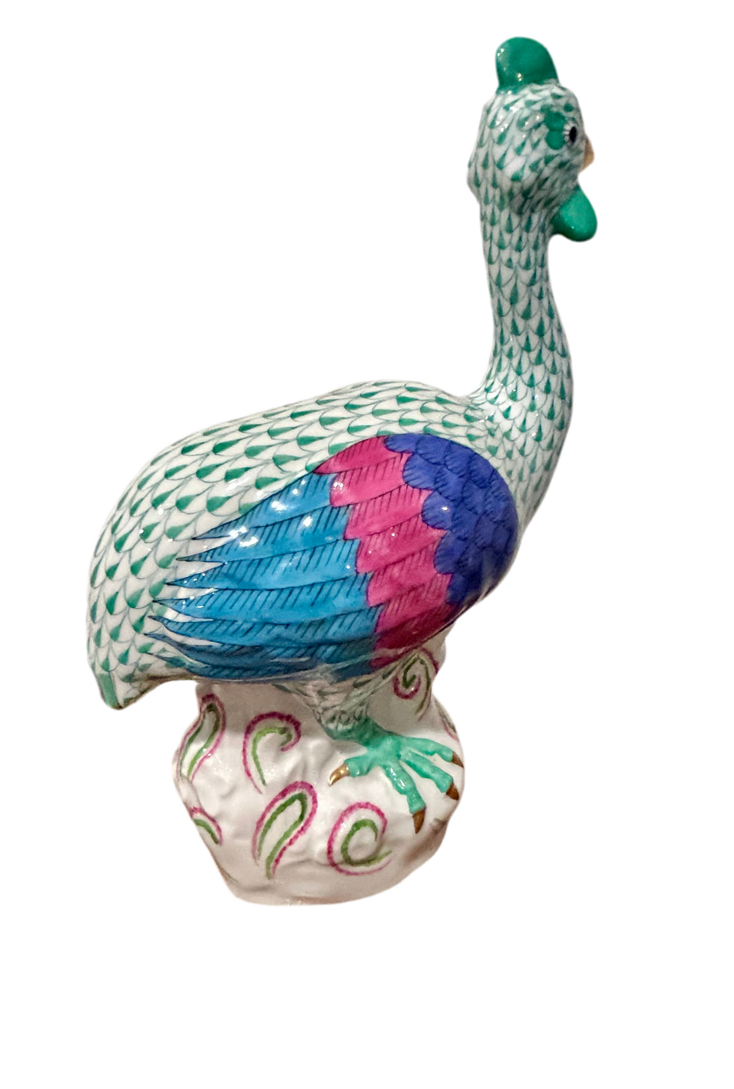 Herend Green Fishnet Guinea Fowl Figurine