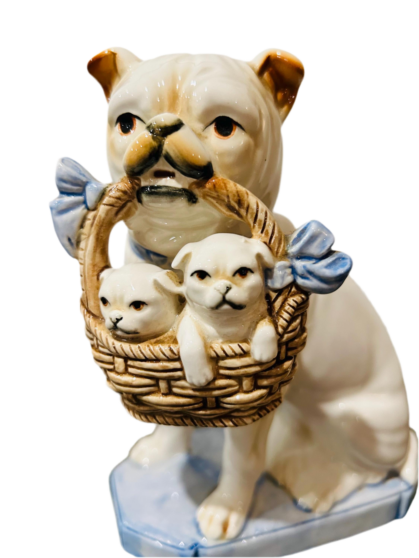 Fitz & Floyd Bulldog with Puppies Porcelain Figurines