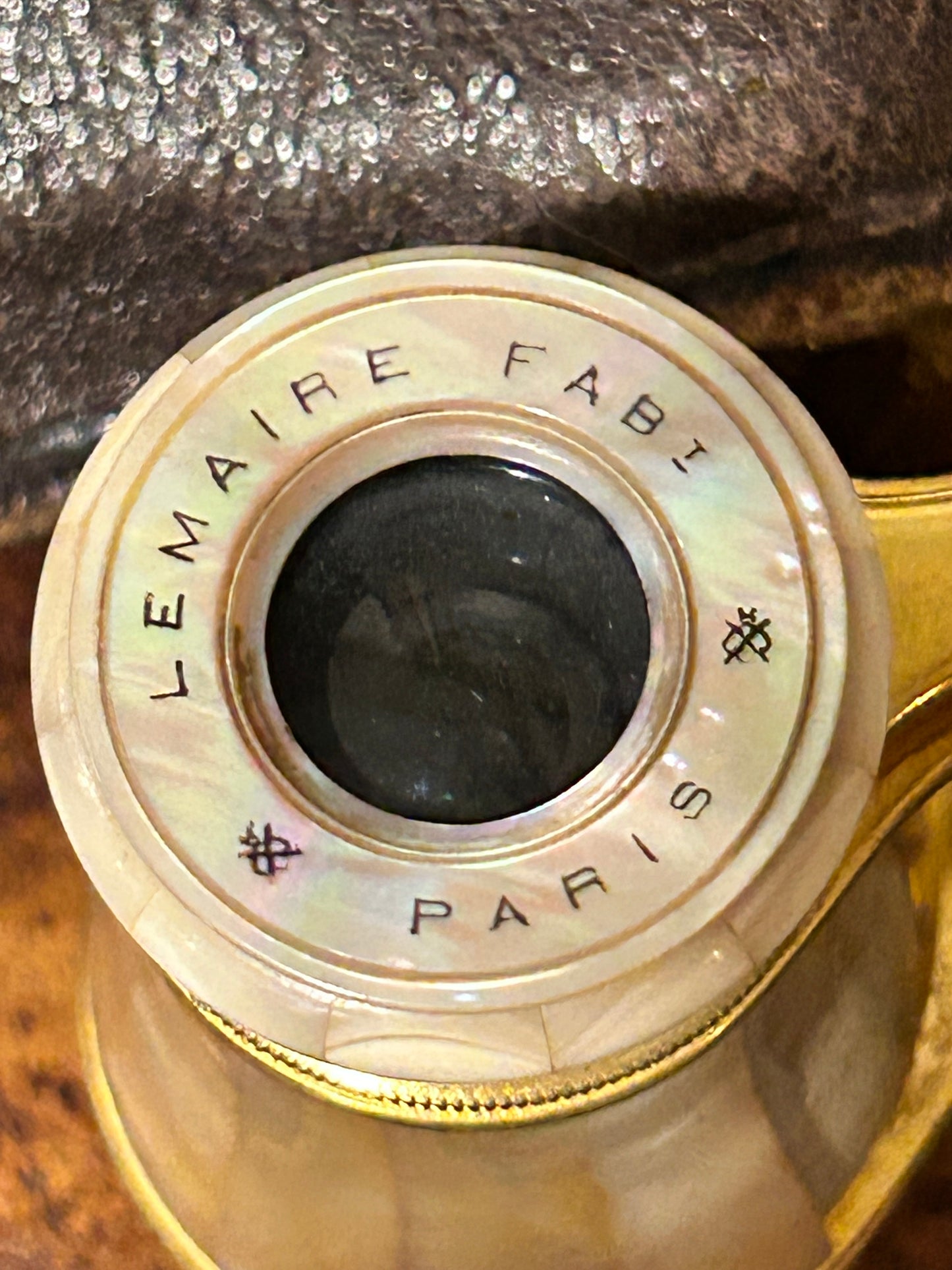 Lemaire Fabi Paris mother of pearl opera glasses with case