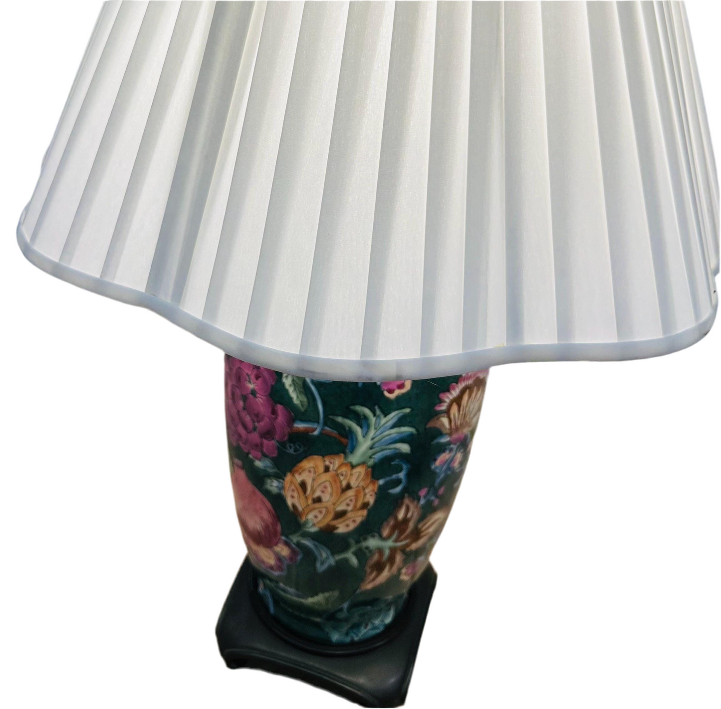 Green Floral Vintage Ceramic Table Lamp
