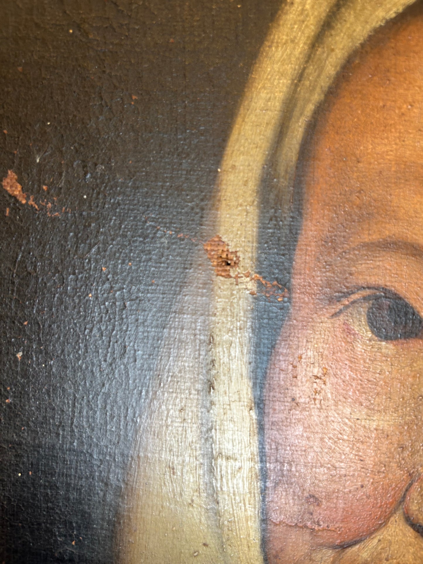 Antique 19th-Century French Oil Painting Featuring Peasant Woman