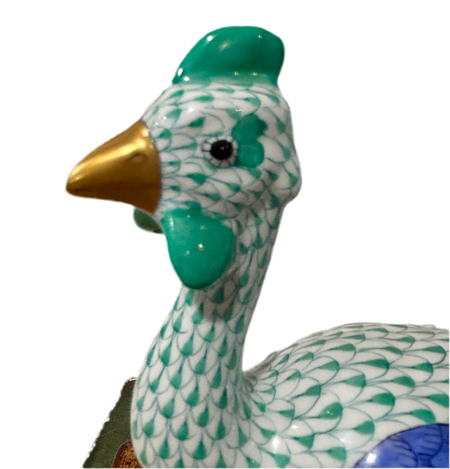 Herend Green Fishnet Guinea Fowl Figurine