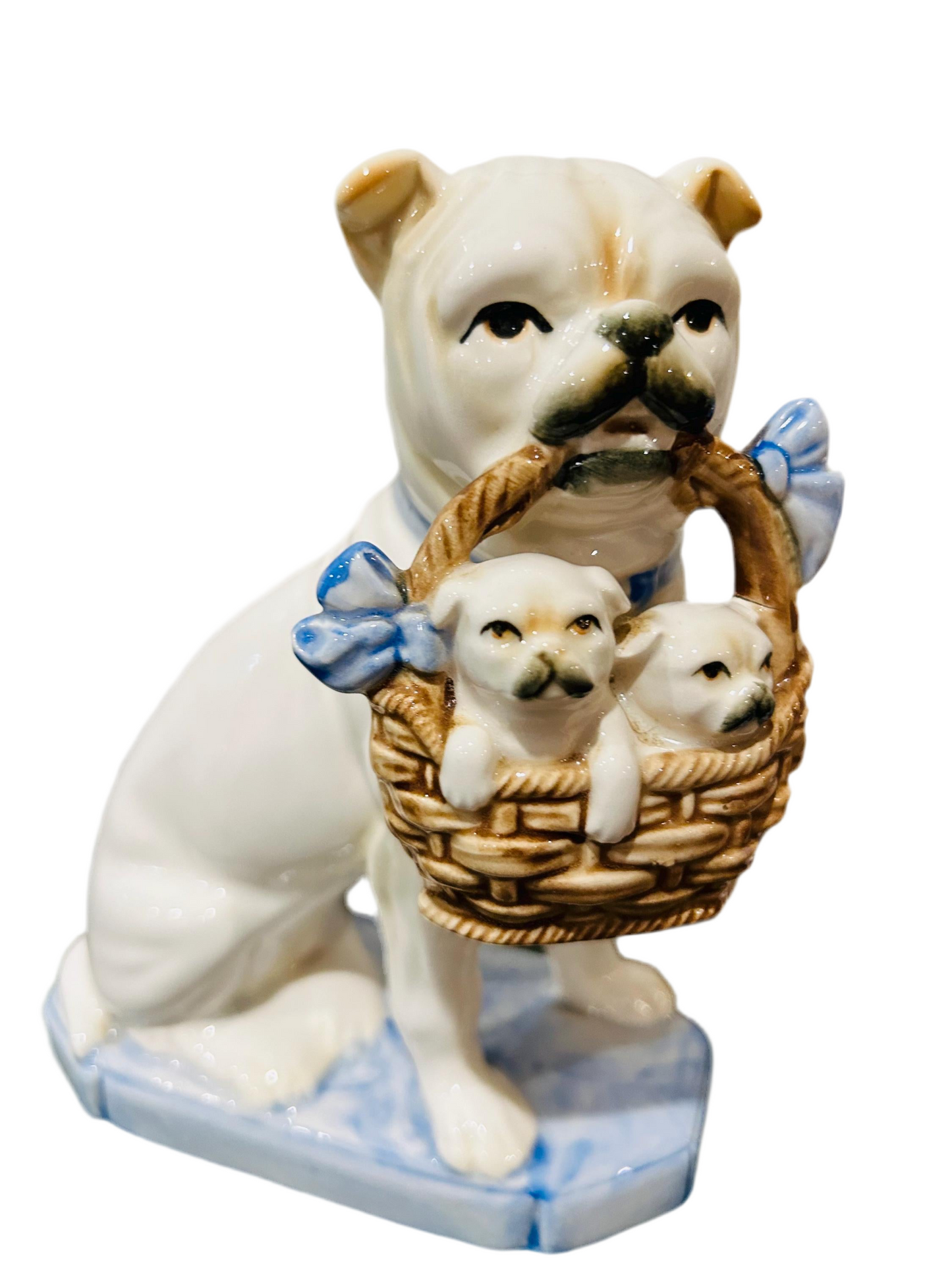 Fitz & Floyd Bulldog with Puppies Porcelain Figurines