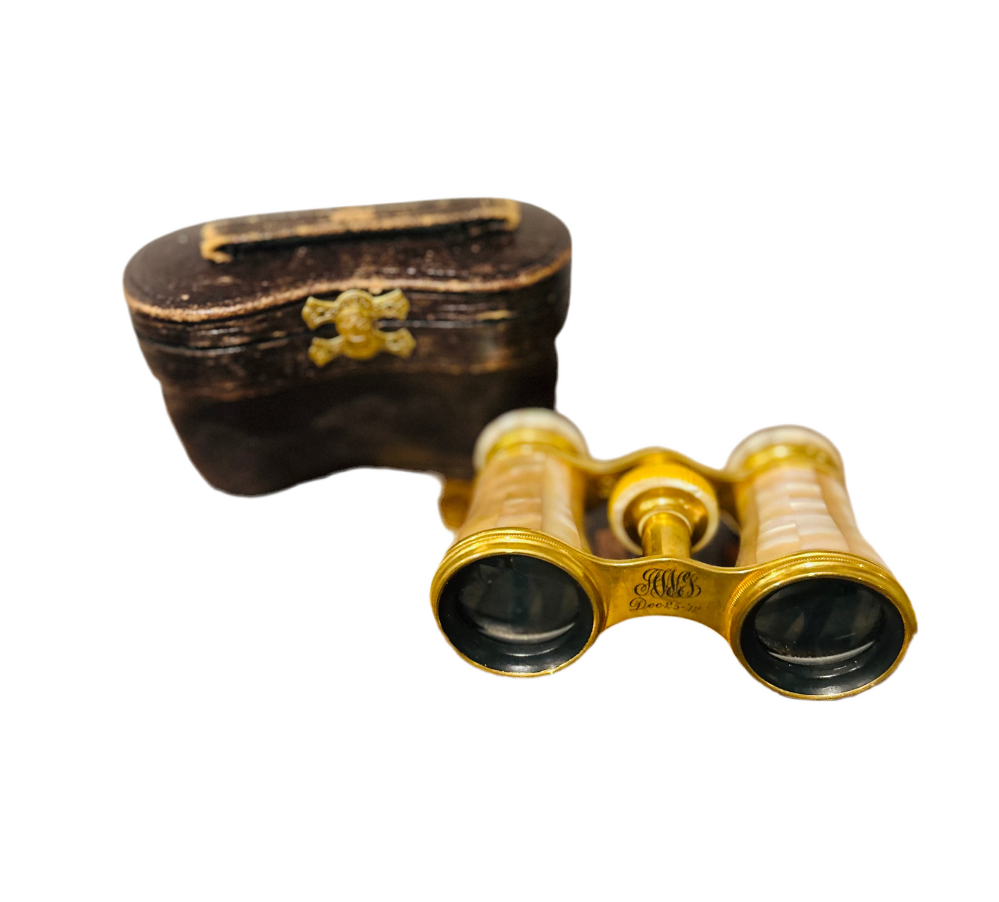 Lemaire Fabi Paris mother of pearl opera glasses with case