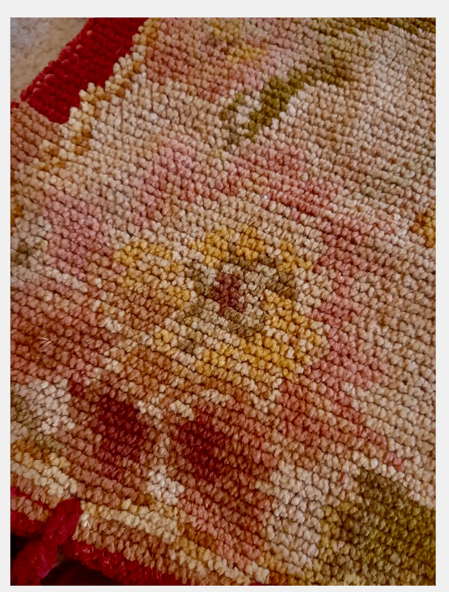 19th-Century Victorian Chenille Tapestry with Boy Riding St. Bernard