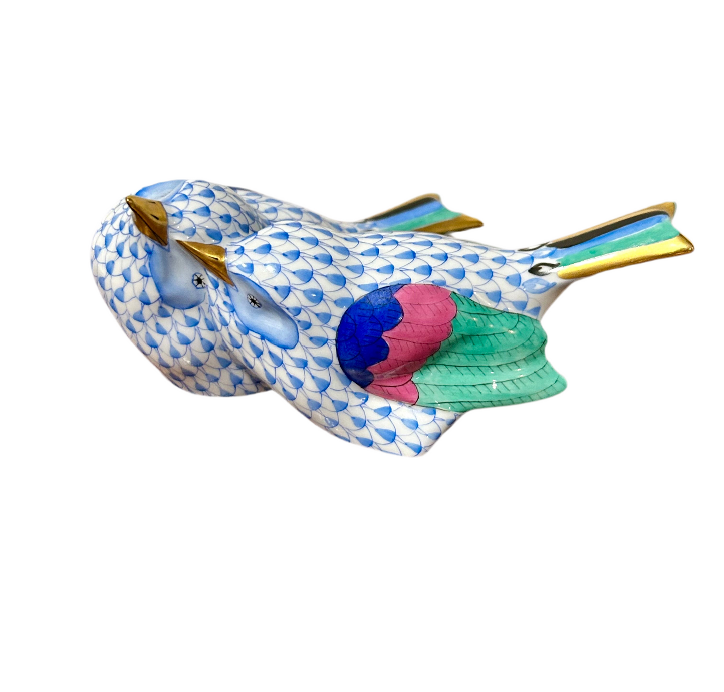 Herend Blue Fishnet Love Birds Figurine