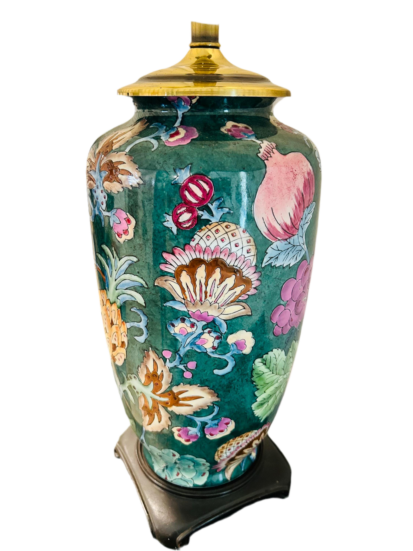Green Floral Vintage Ceramic Table Lamp