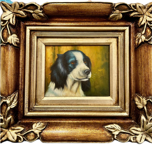 Vintage Oil Painting Featuring Hunting Dog
