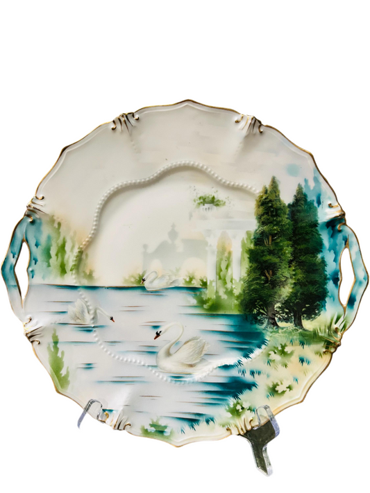 Swan Cake Plate Stamped R.S. Prussia