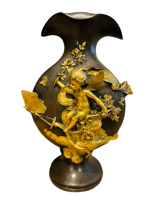 Jean-Baptiste Germain Signed Belle Epoque Bronze Vase Circa 1900