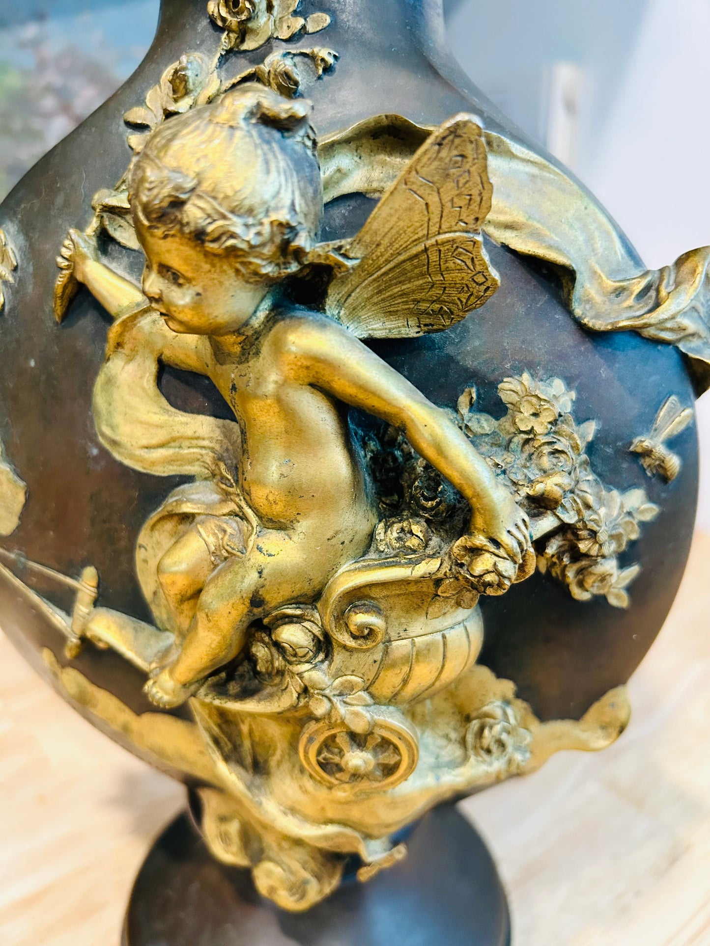 Jean-Baptiste Germain Signed Belle Epoque Bronze Vase Circa 1900