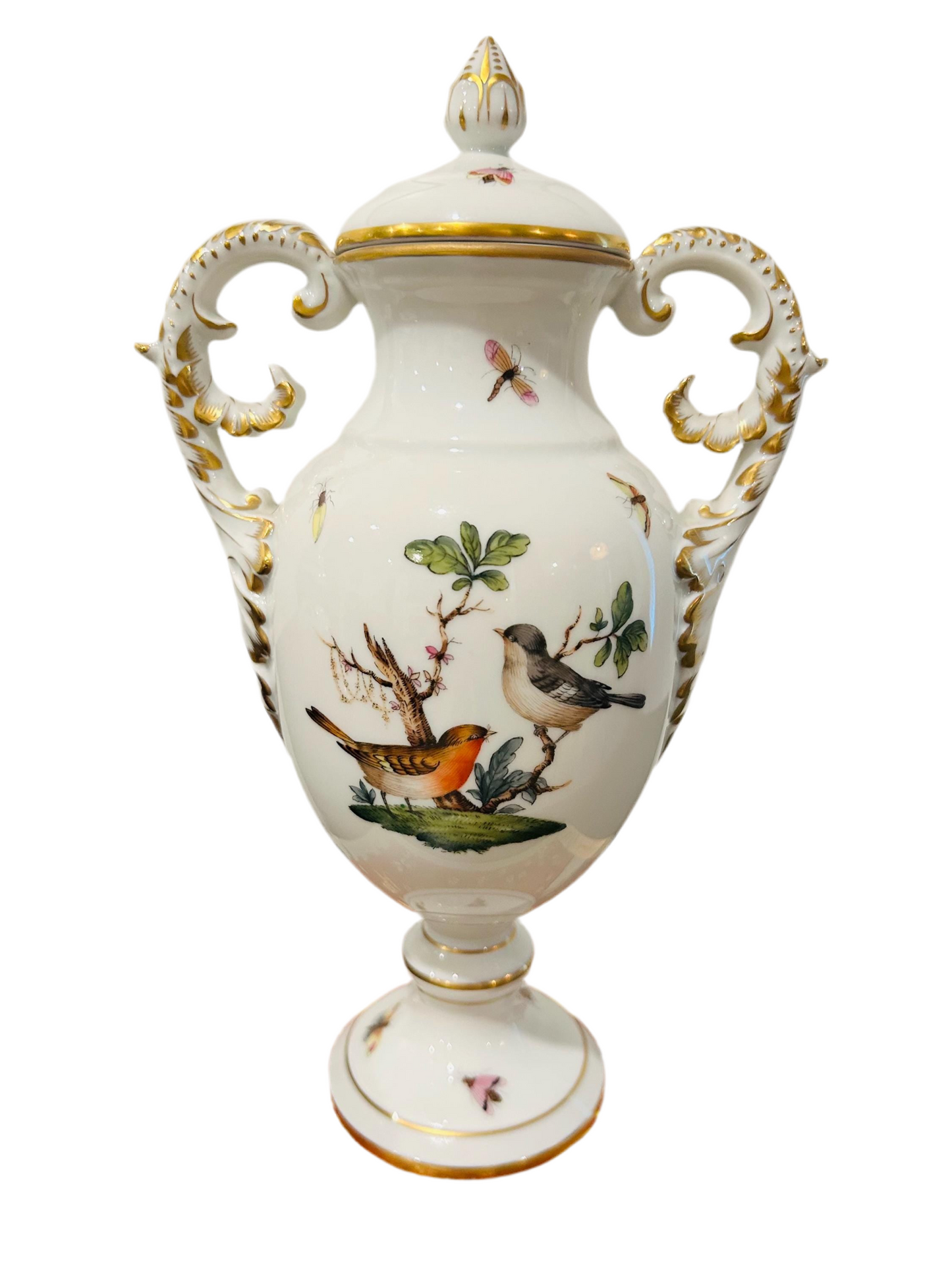 Herend Rothschild Birds Amphora Lidded Vase