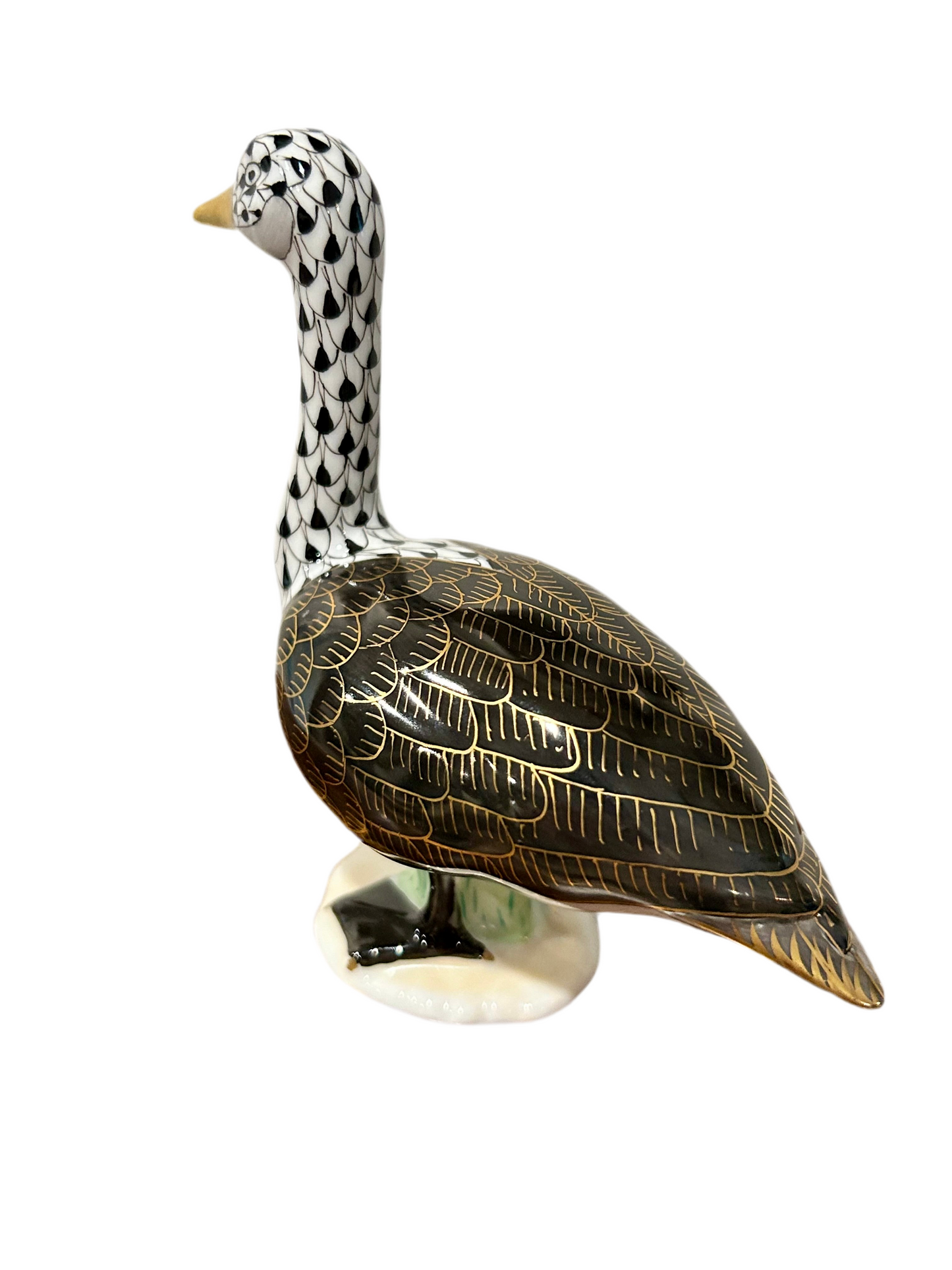 Herend Black Fishnet Canada Goose Figurine