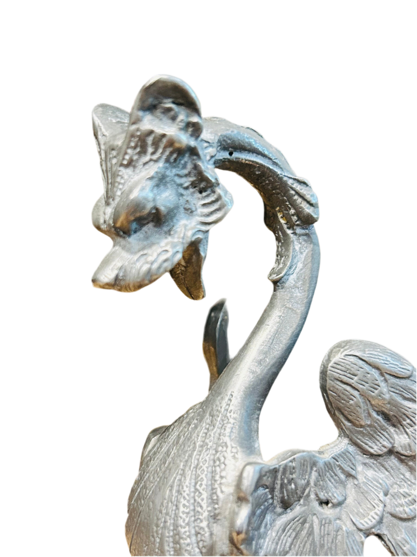 Vintage French pewter jardiniere with dragon handles