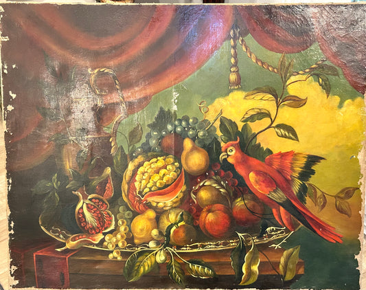 Antique 19th-Century French Still Life Oil Painting