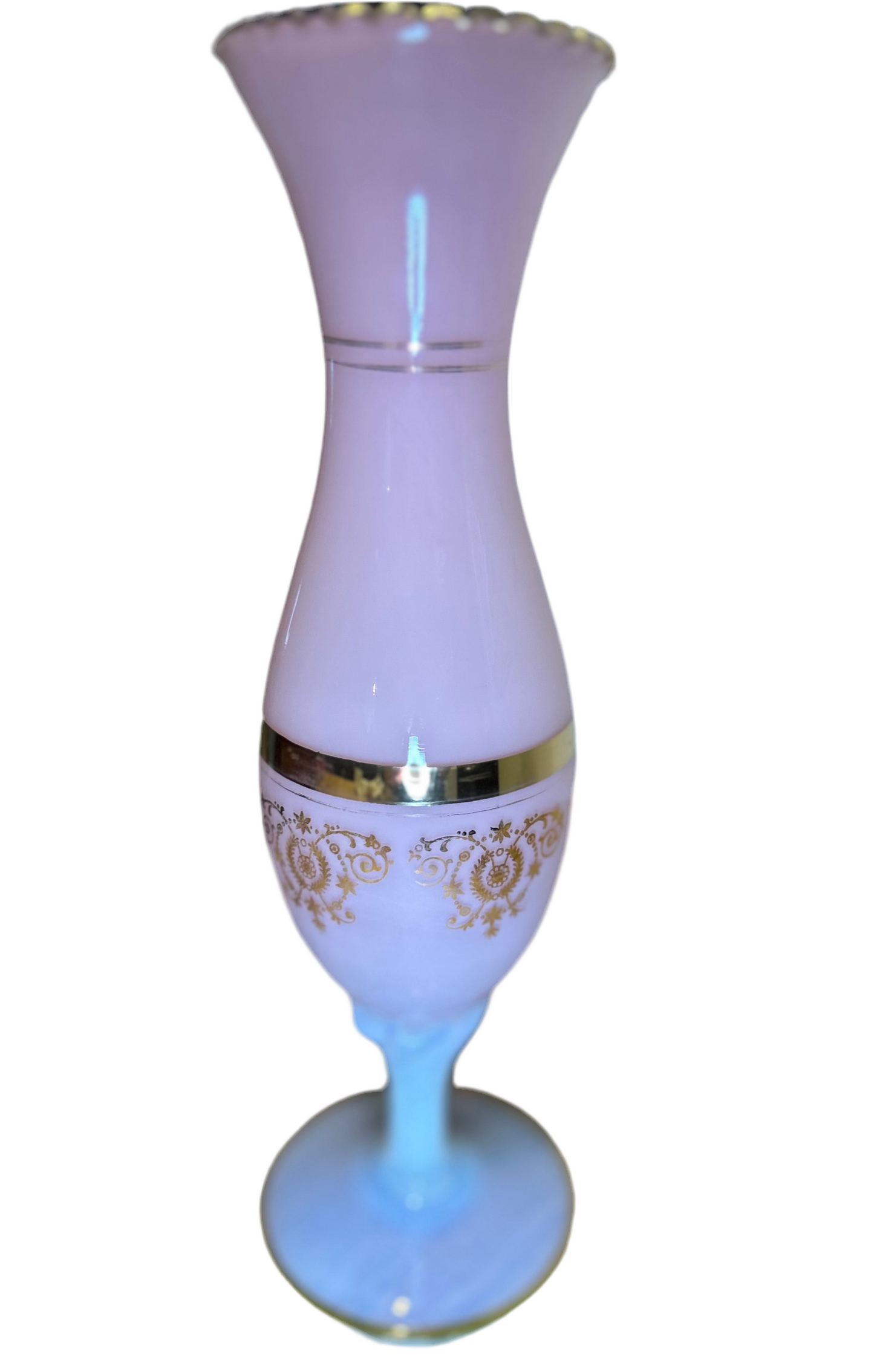 French Antique Pink and Bulle De Savon Opaline Cameo Vase