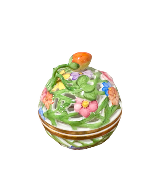 Herend Porcelain Bonbonnière with Strawberry Finial
