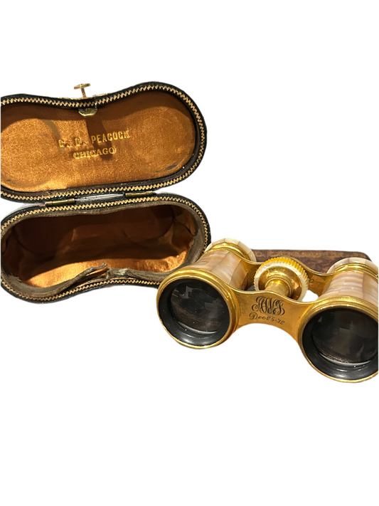 Lemaire Fabi Paris mother of pearl opera glasses with case