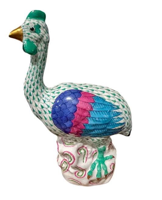 Herend Green Fishnet Guinea Fowl Figurine