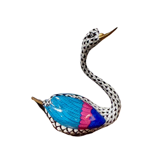 Herend Black Fishnet Swan Figurine
