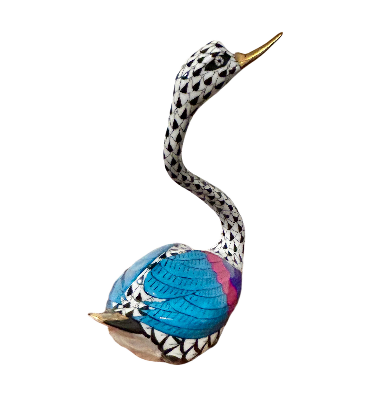 Herend Black Fishnet Swan Figurine