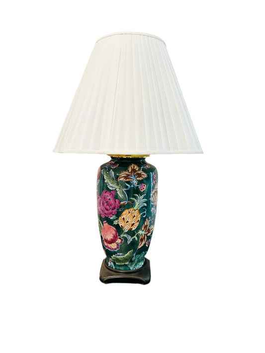 Green Floral Vintage Ceramic Table Lamp