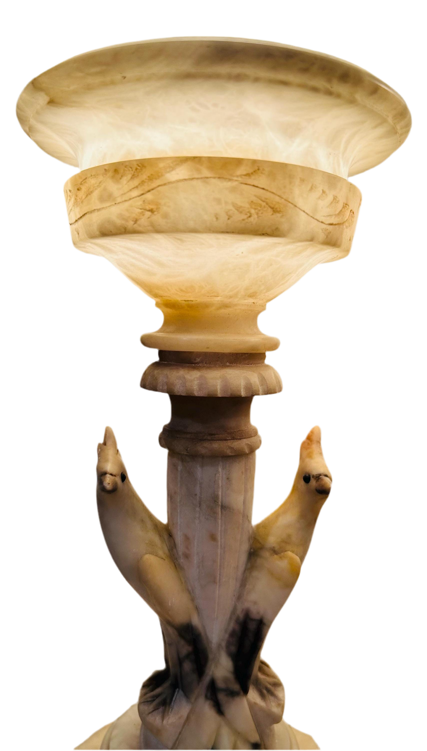 Alabaster Bird Lamps Circa 1920