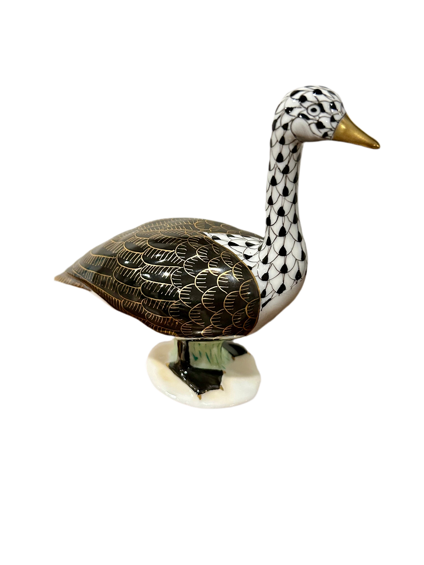 Herend Black Fishnet Canada Goose Figurine