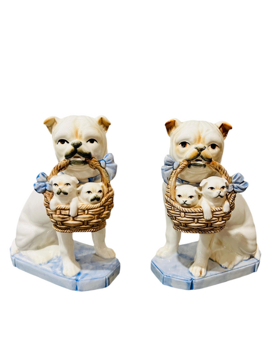Fitz & Floyd Bulldog with Puppies Porcelain Figurines