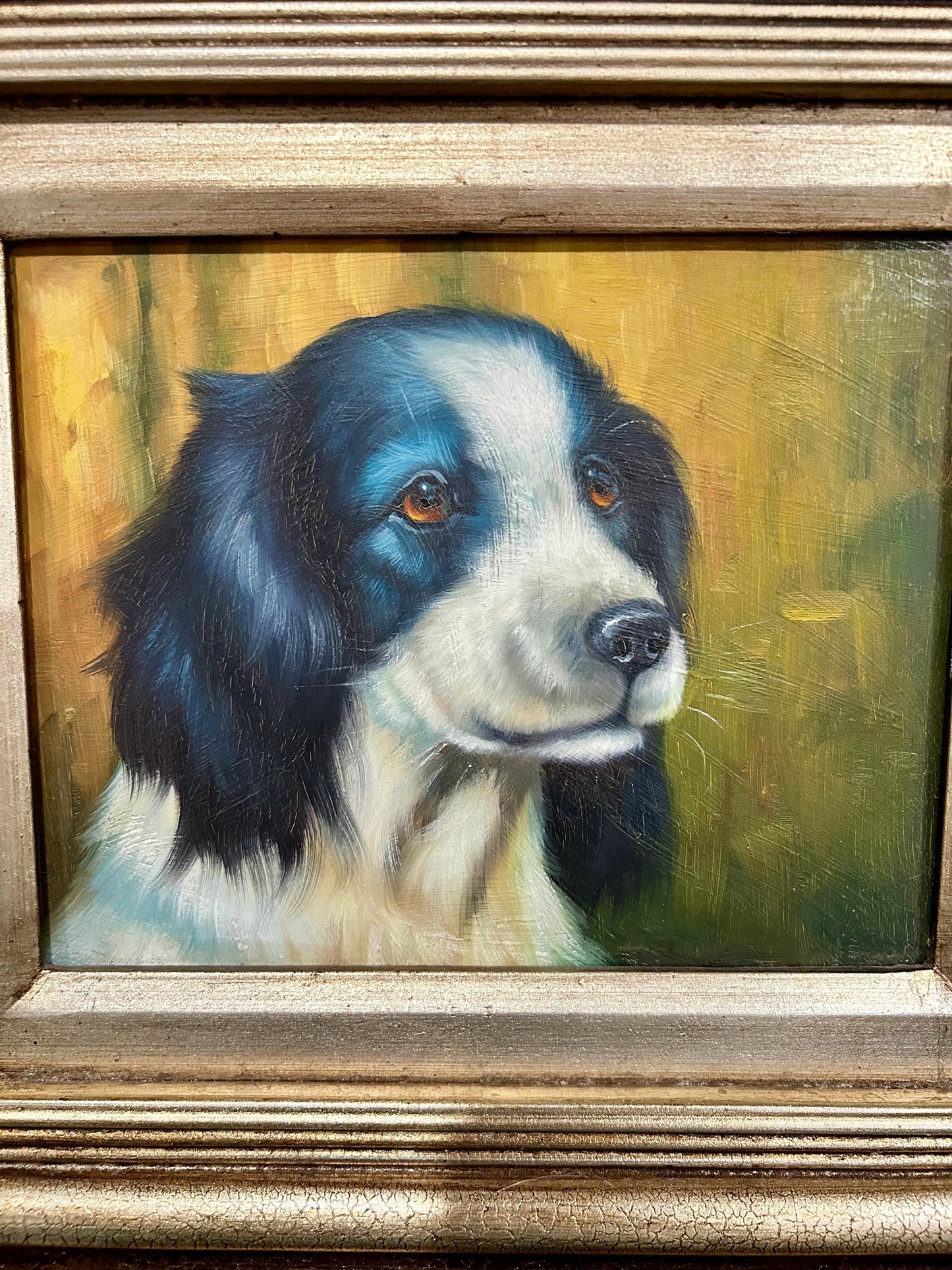 Vintage Oil Painting Featuring Hunting Dog
